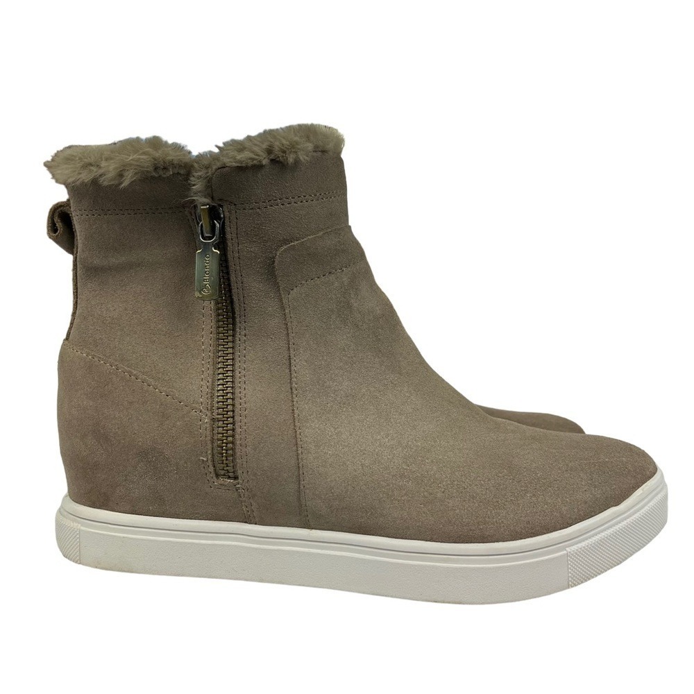 Blondo Glade Boots Womens 9 Waterproof Beige Suede High Top Side Zip Sneaker‎
